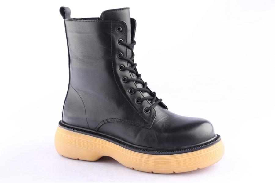 D.moro Shoes Women Leather Ankle Boots For Winter: LMN1 Black (Wholesale)