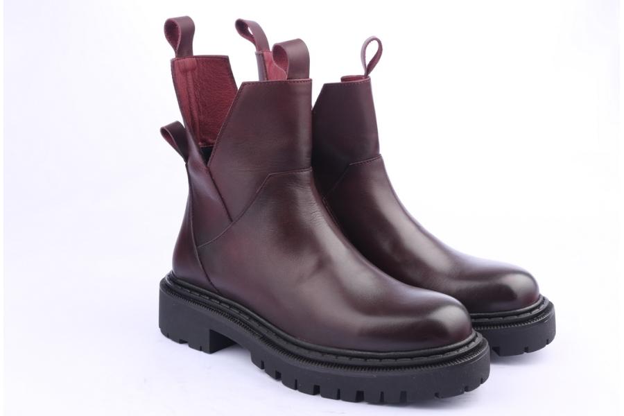 D.moro Shoes Women Leather Ankle Boots For Winter: MINERAL2 Burgundy (Wholesale)