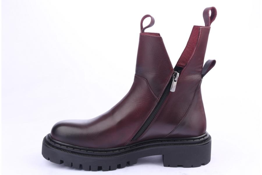 D.moro Shoes Women Leather Ankle Boots For Winter: MINERAL2 Burgundy (Wholesale)
