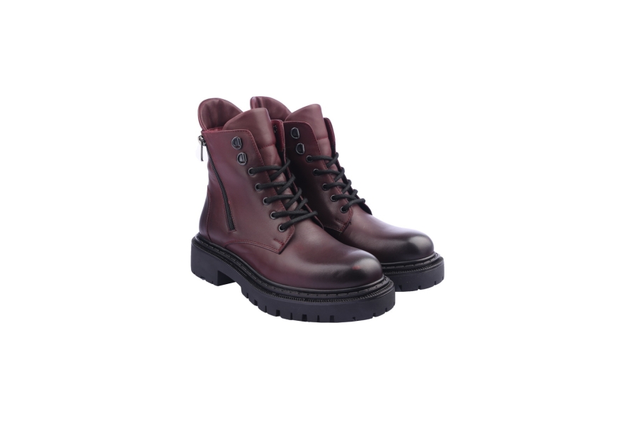 D.moro Shoes Women Leather Ankle Boots For Winter: MINERAL4 Burgundy (Wholesale)
