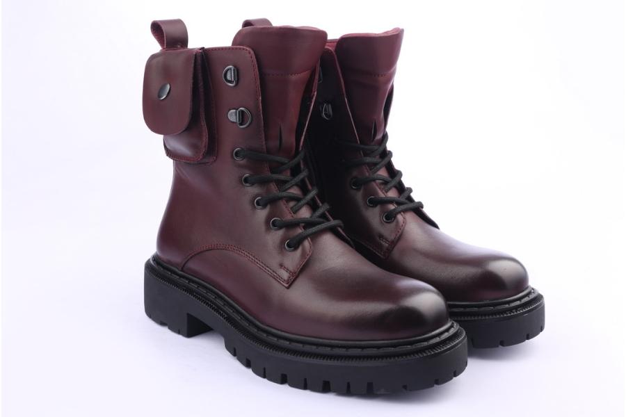 D.moro Shoes Women Leather Ankle Boots For Winter: MINERAL5 Burgundy (Wholesale)