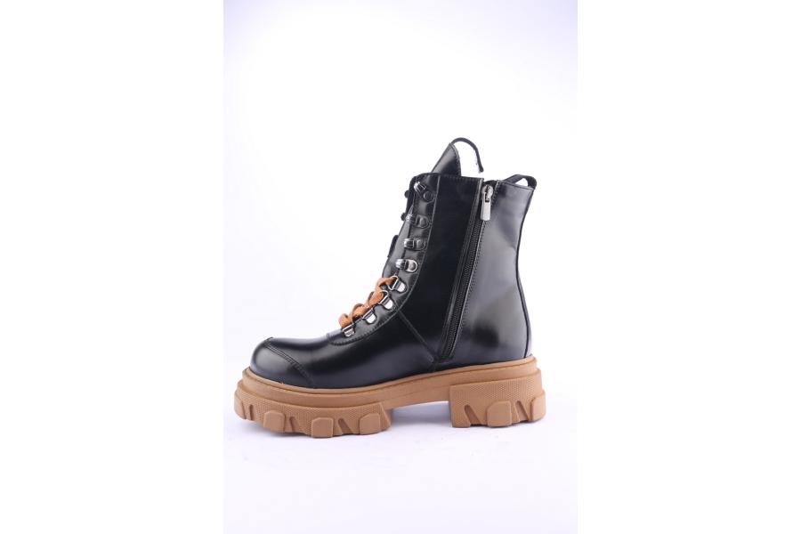 D.moro Shoes Women Leather Ankle Boots For Winter: Z-1302 Black (Wholesale)