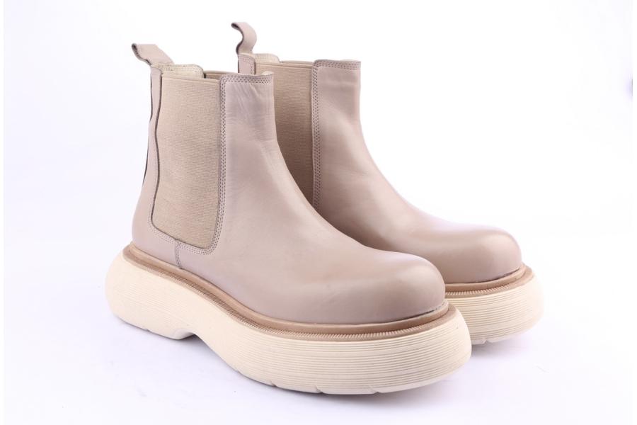 D.moro Shoes Women Leather Ankle Boots For Winter: Z-1400 Beige (Wholesale)