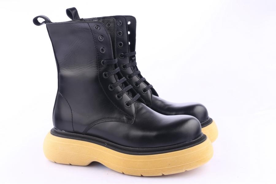 D.moro Shoes Women Leather Ankle Boots For Winter: Z-1404 Black (Wholesale)