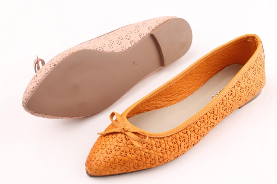 d.moro shoes Women Leather Ballet for summer: 1106-17 Orange Leather (Wholesale)