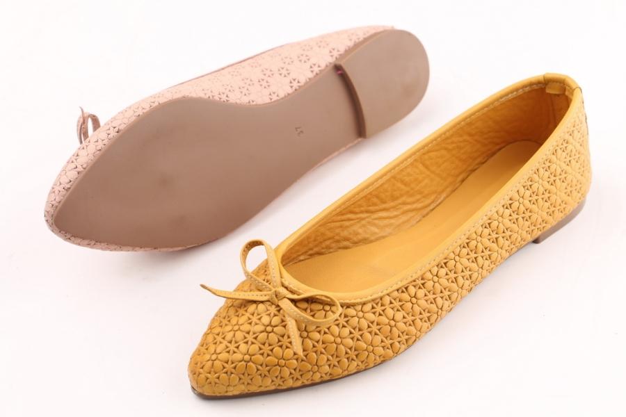 d.moro shoes Women Leather Ballet for summer: 1106-17 Yellow Leather (Wholesale)