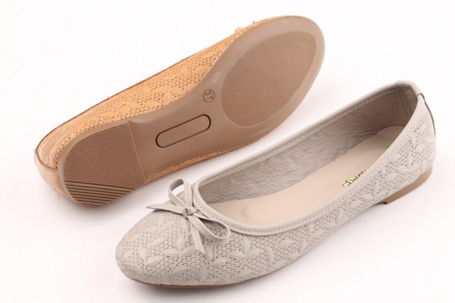 d.moro shoes Women Leather Ballet for summer: 1559 Light Grey Leather (Wholesale)