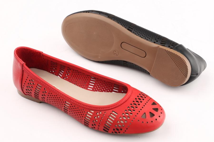 d.moro shoes Women Leather Ballet for summer: 1563 Red Leather (Wholesale)