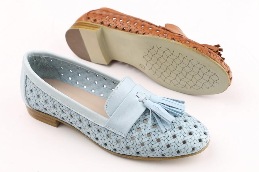 d.moro shoes Women Leather Ballet for summer: 1756 Light Blue Leather (Wholesale)