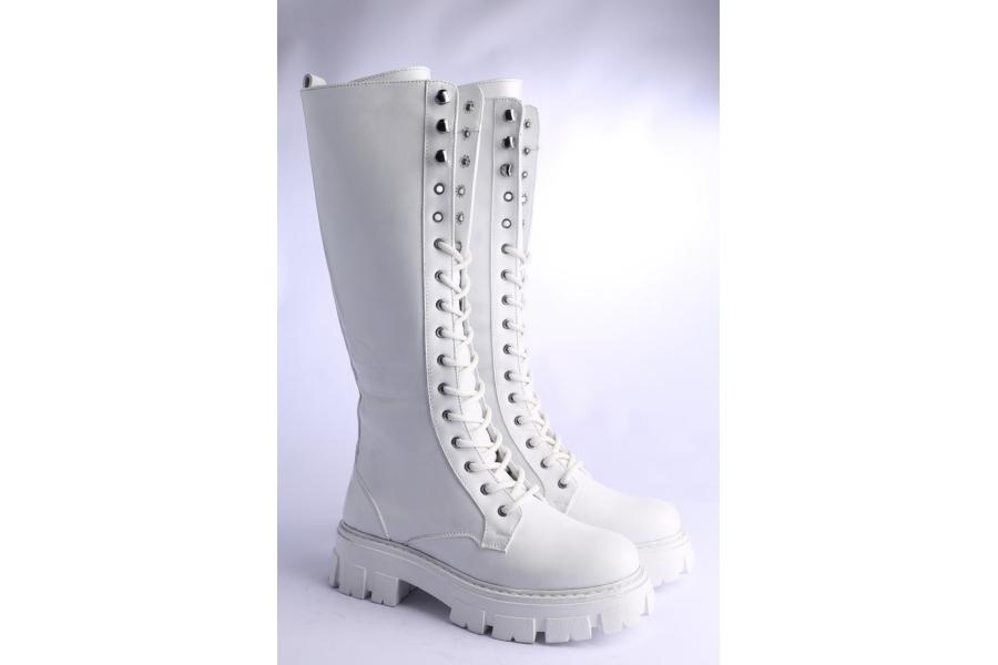 D.moro Shoes Women Leather BOOTS For Winter: 504B White (Wholesale)