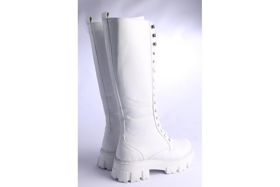 D.moro Shoes Women Leather BOOTS For Winter: 504B White (Wholesale)