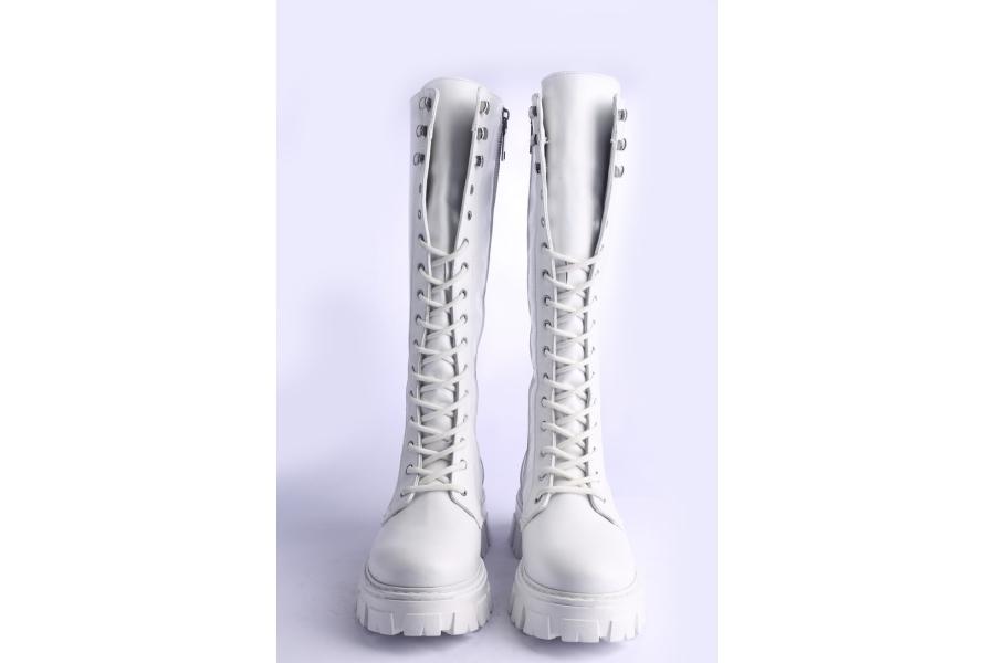 D.moro Shoes Women Leather BOOTS For Winter: 504B White (Wholesale)