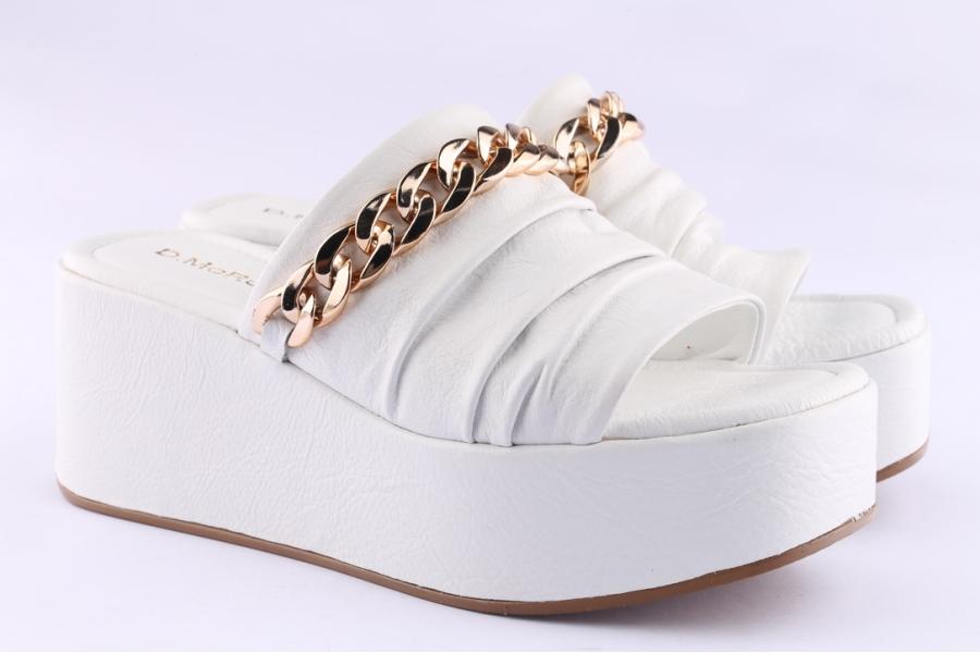 D.moro Shoes Women Leather P. Slippers For Summer: CRM-4 White (Wholesale)