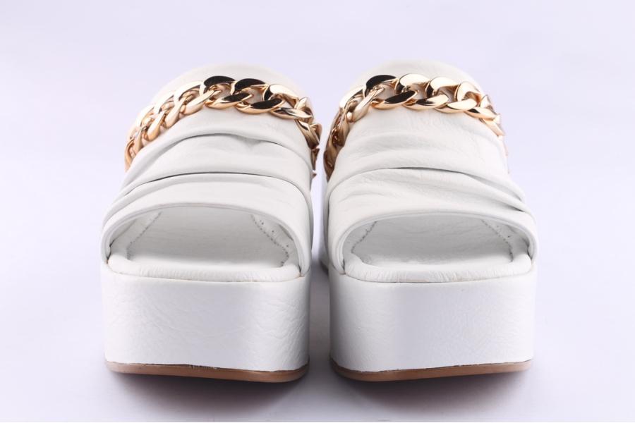 D.moro Shoes Women Leather P. Slippers For Summer: CRM-4 White (Wholesale)