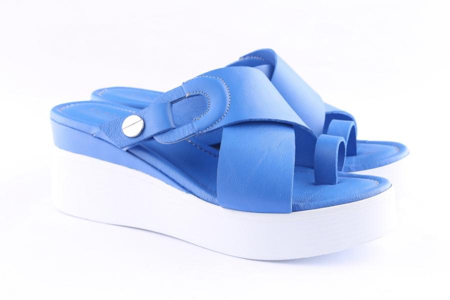 D.moro Shoes Women Leather P. Slippers For Summer: TAŞ-16 Blue (Wholesale)