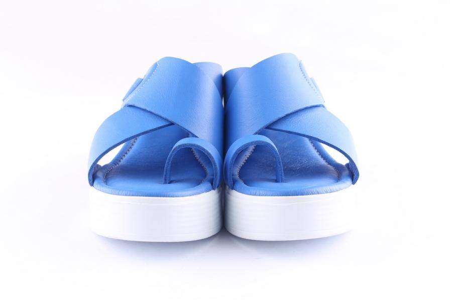 D.moro Shoes Women Leather P. Slippers For Summer: TAŞ-16 Blue (Wholesale)