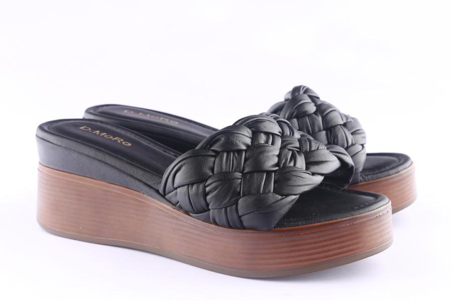 D.moro Shoes Women Leather P. Slippers For Summer: TAŞ-192 Black (Wholesale)