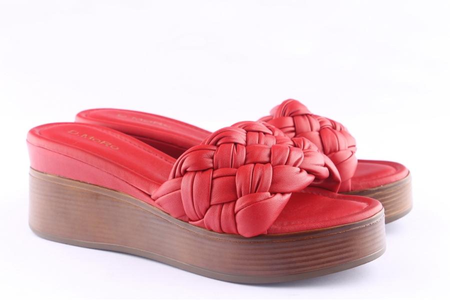D.moro Shoes Women Leather P. Slippers For Summer: TAŞ-192 Red (Wholesale)