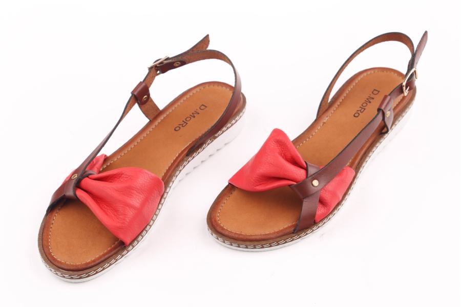 d.moro shoes Women Leather Sandals for summer: 12117-105 Red Brown Leather (Wholesale)