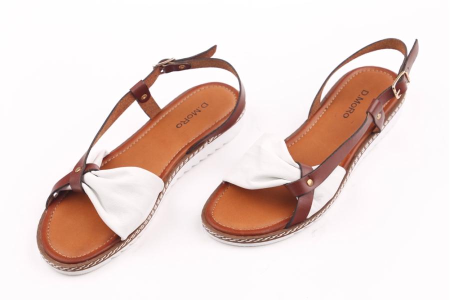 d.moro shoes Women Leather Sandals for summer: 12117-105 White Brown Leather (Wholesale)
