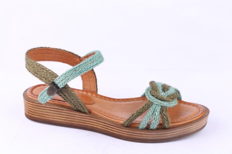 d.moro shoes Women Leather Sandals for summer: 2061-1035 Khaki Turquoise Leather (Wholesale)