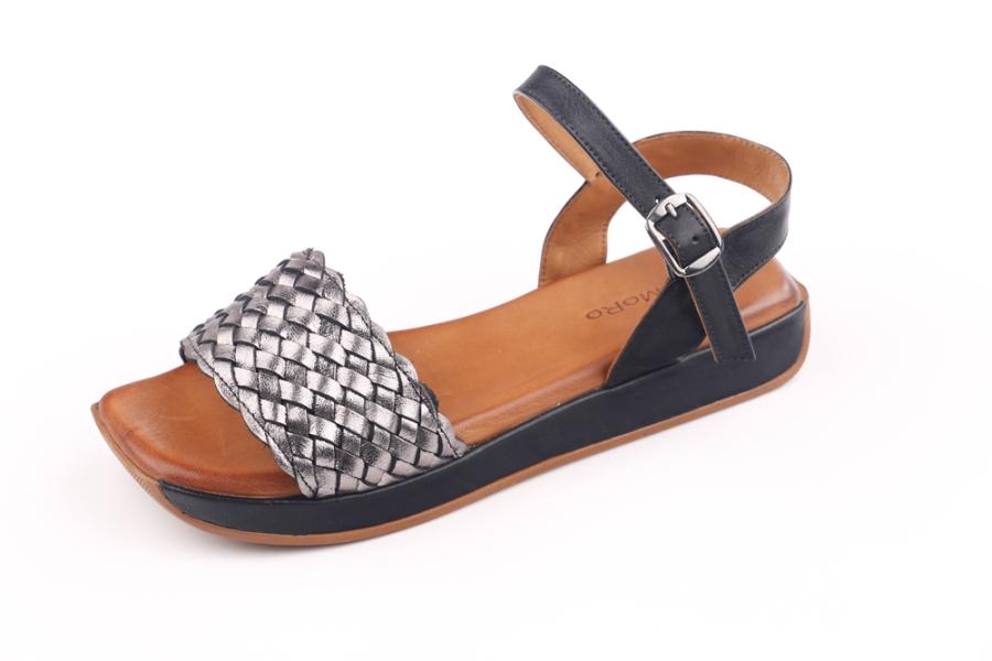 d.moro shoes Women Leather Sandals for summer: 221 Steel Color Black Leather (Wholesale)