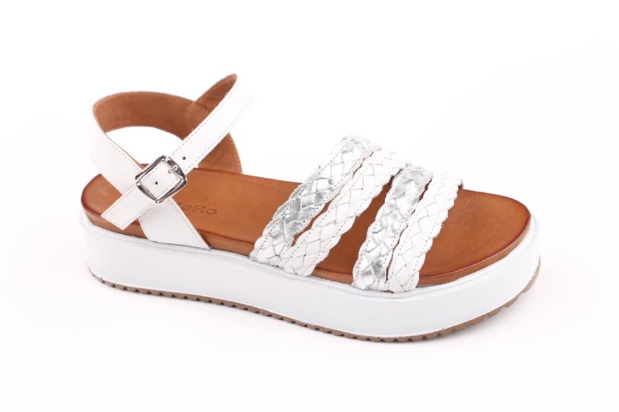 d.moro shoes Women Leather Sandals for summer: 227 White Silver Leather (Wholesale)