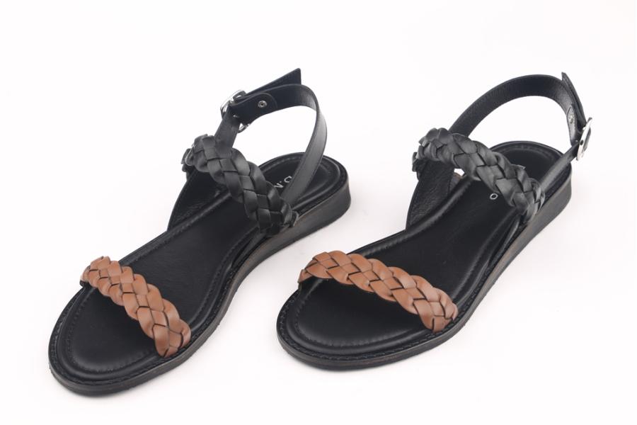 d.moro shoes Women Leather Sandals for summer: 707-35 Black Tan Leather (Wholesale)