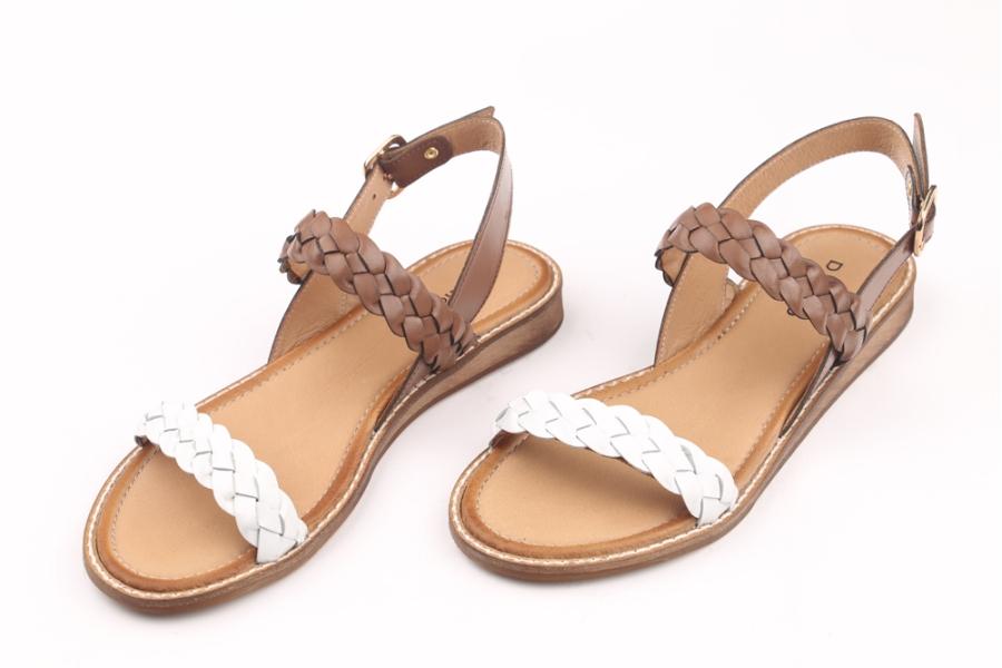 d.moro shoes Women Leather Sandals for summer: 707-35 Tan White Leather (Wholesale)