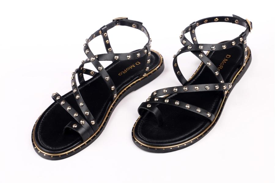 d.moro shoes Women Leather Sandals for summer: 707-83 Black Leather (Wholesale)