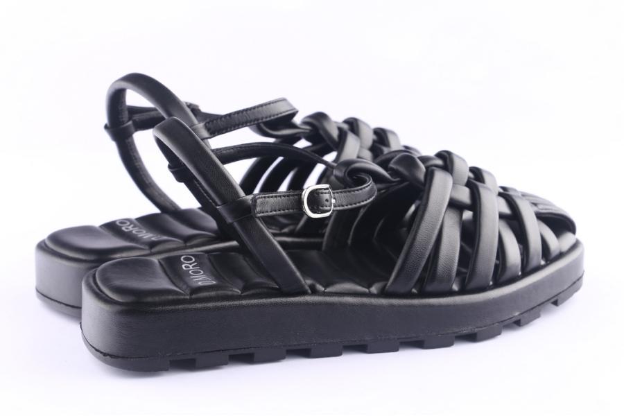 D.moro Shoes Women Leather Sandals For Summer: 87007-1 Black (Wholesale)