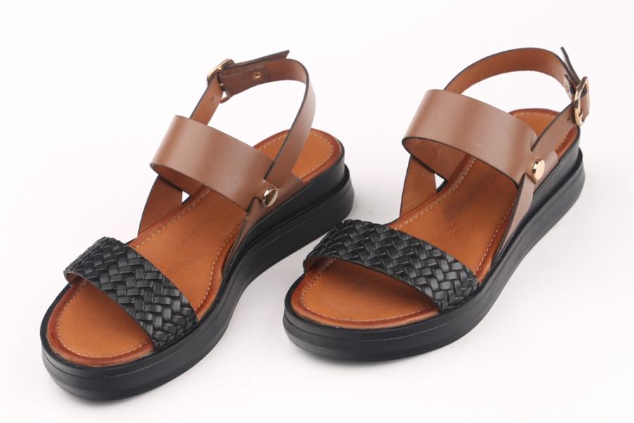 d.moro shoes Women Leather Sandals for summer: DNL-17 Tan Black Leather (Wholesale)