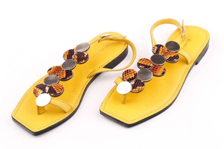 d.moro shoes Women Leather Sandals for summer: ELLE-3 Mix Color Yellow Leather (Wholesale)