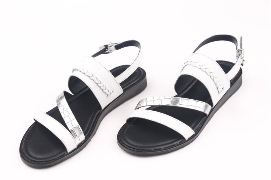d.moro shoes Women Leather Sandals for summer: FT-330 White Black Leather (Wholesale)
