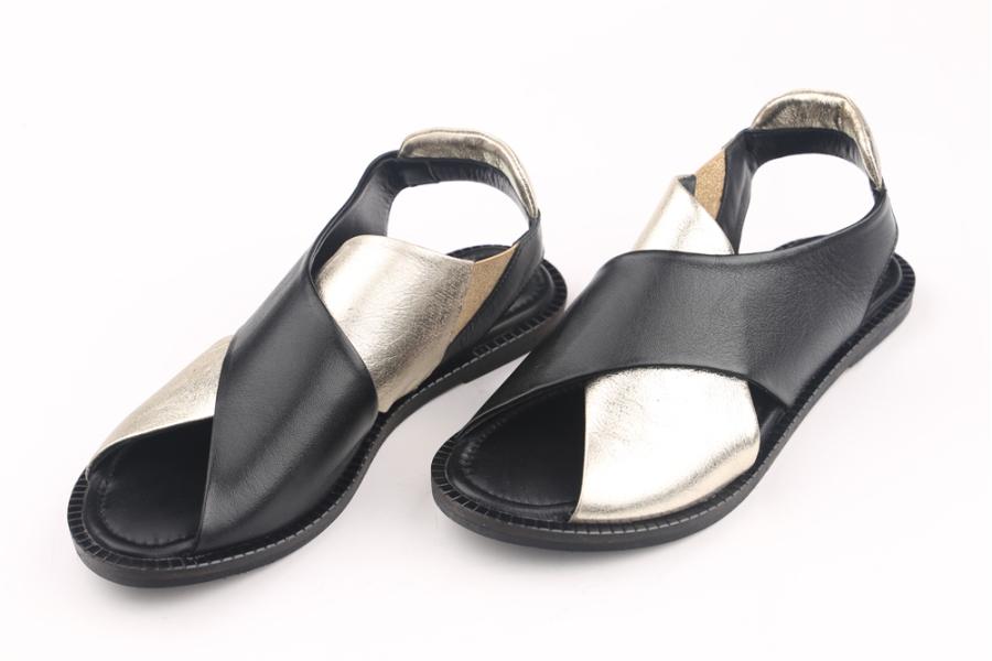 d.moro shoes Women Leather Sandals for summer: GATE-10 Black Gold Leather (Wholesale)