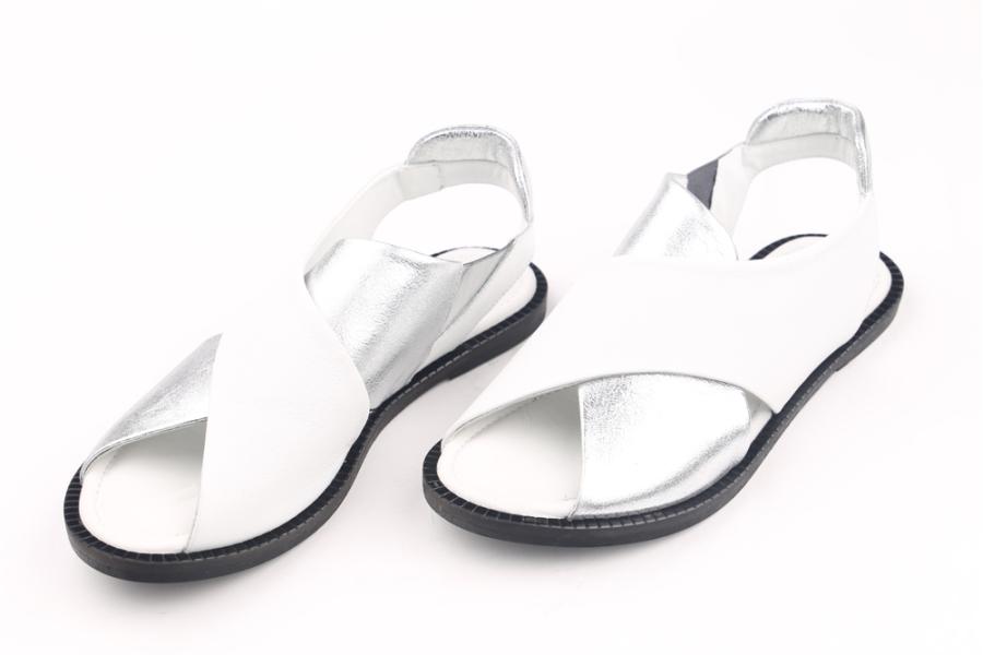 d.moro shoes Women Leather Sandals for summer: GATE-10 White Silver Leather (Wholesale)
