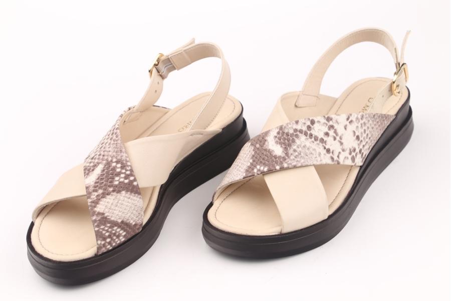 d.moro shoes Women Leather Sandals for summer: GATE-4 Beige Snake Leather (Wholesale)