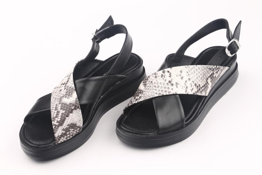 d.moro shoes Women Leather Sandals for summer: GATE-4 Black Snake Leather (Wholesale)