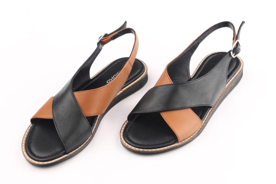 d.moro shoes Women Leather Sandals for summer: GLS-6 Black Tan Leather (Wholesale)