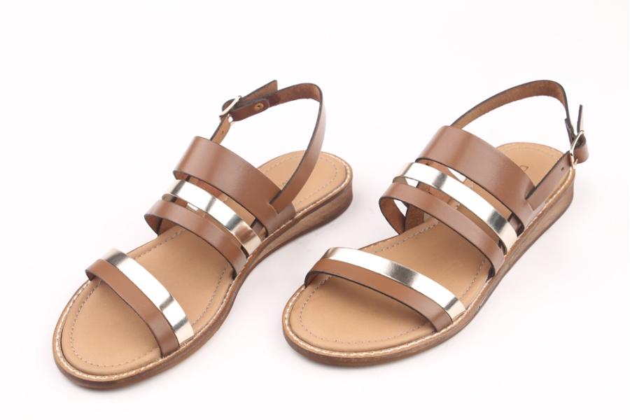 d.moro shoes Women Leather Sandals for summer: JURDAN-2 Brown Gold Leather (Wholesale)