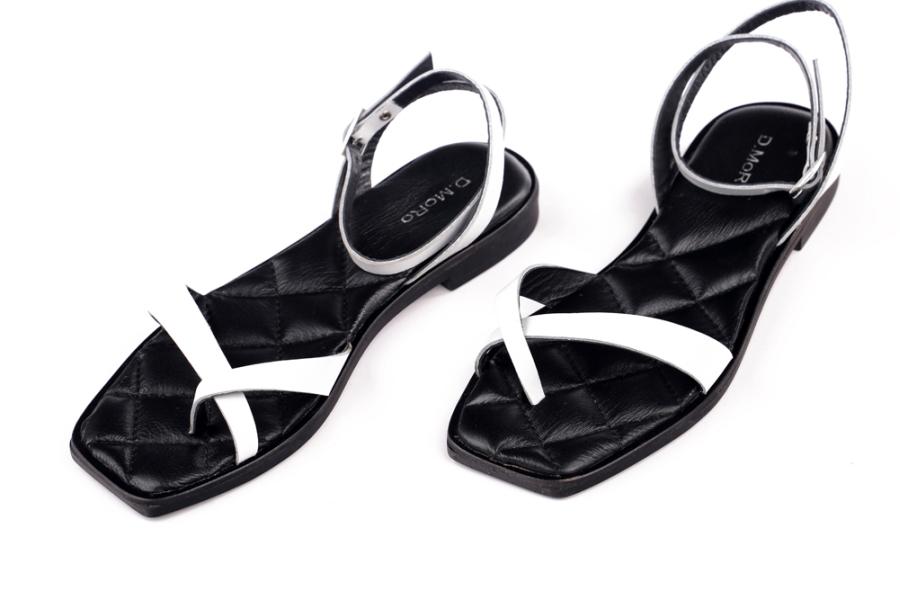 d.moro shoes Women Leather Sandals for summer: MORO-33 White Black Leather (Wholesale)