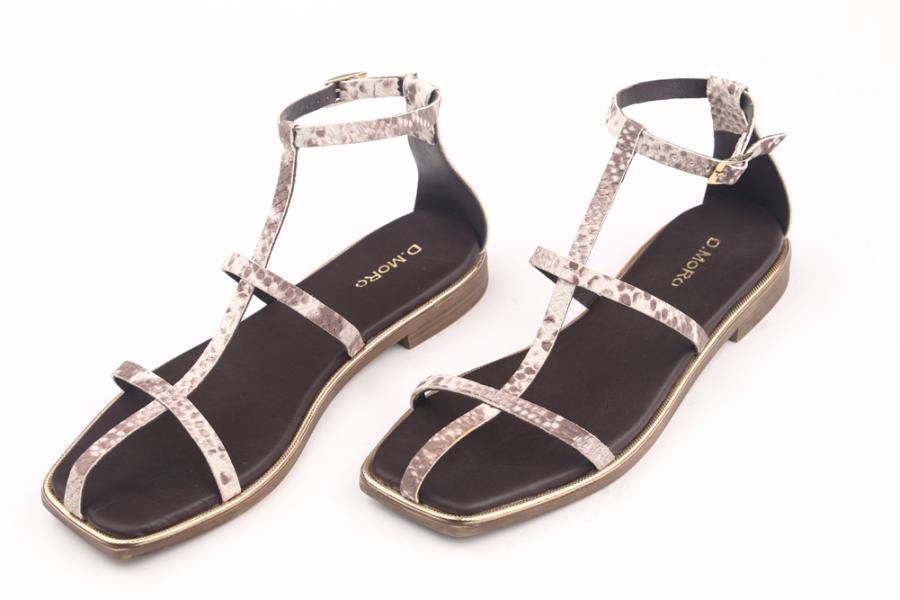 d.moro shoes Women Leather Sandals for summer: MORO-47 Brown Snake Leather (Wholesale)