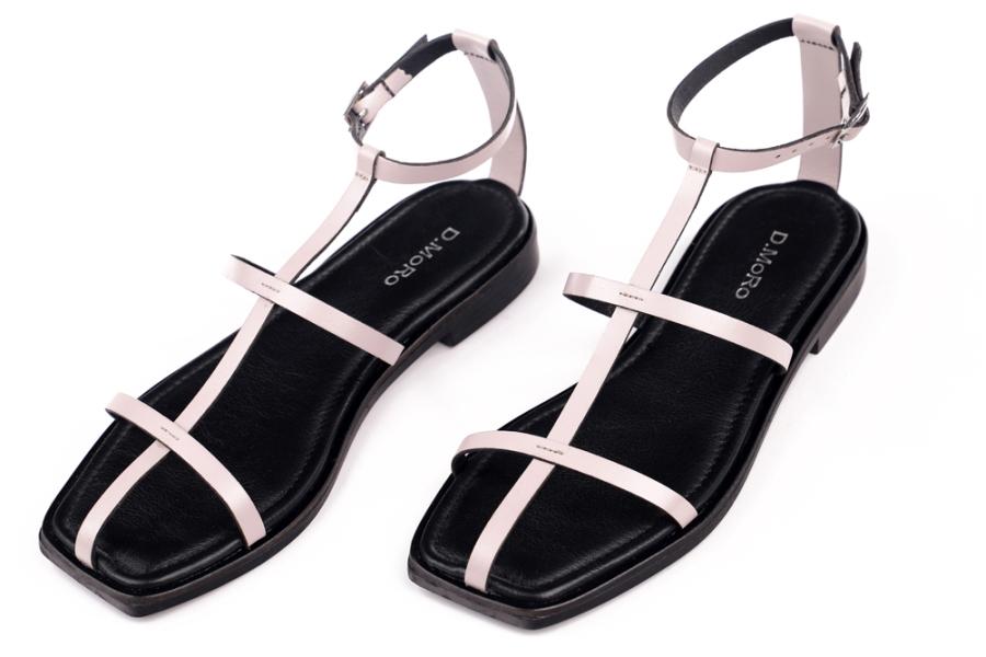 d.moro shoes Women Leather Sandals for summer: MORO-47 Silver Black Leather (Wholesale)