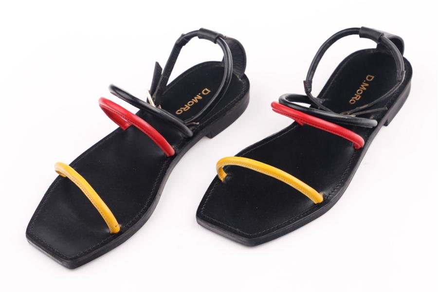 d.moro shoes Women Leather Sandals for summer: MORO-62 Mix Color Black Leather (Wholesale)