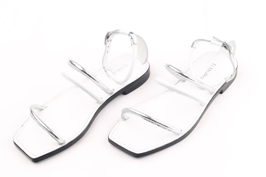d.moro shoes Women Leather Sandals for summer: MORO-62 Silver White Leather (Wholesale)