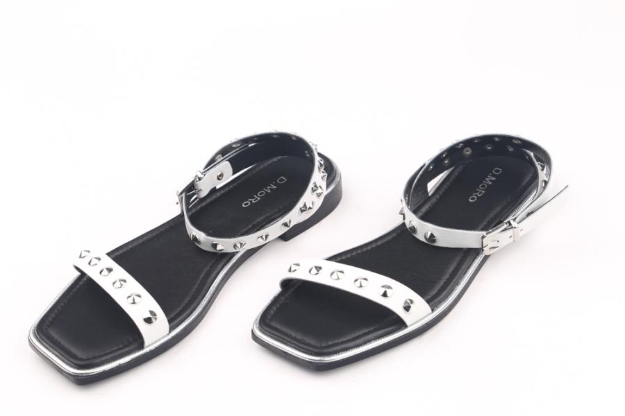 d.moro shoes Women Leather Sandals for summer: MORO-7 White Black Leather (Wholesale)