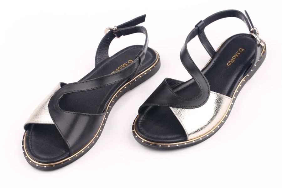 d.moro shoes Women Leather Sandals for summer: NAT-29 Black Gold Leather (Wholesale)