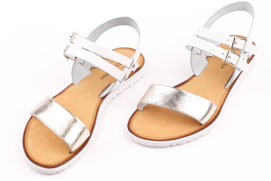 d.moro shoes Women Leather Sandals for summer: NETA-33 White Gold Leather (Wholesale)