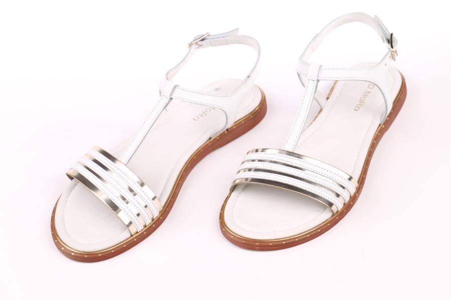 d.moro shoes Women Leather Sandals for summer: ÖN:707-10 ARKA: 707-9 White Gold Leather (Wholesale)
