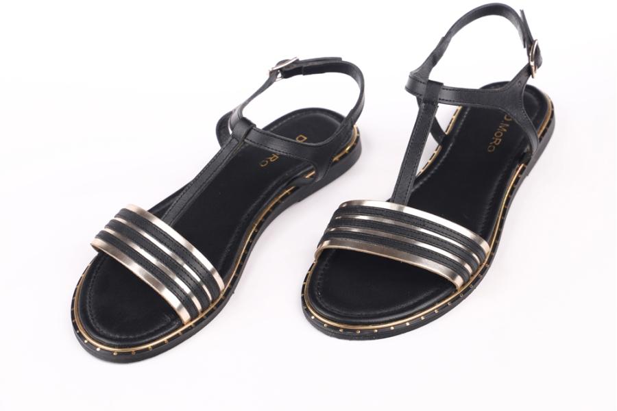 d.moro shoes Women Leather Sandals for summer: ÖN:707-10 ARKA: 707-9 Black Gold Leather (Wholesale)